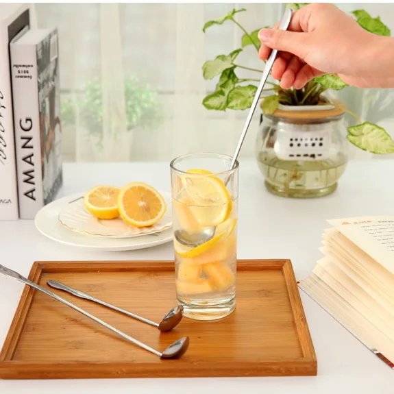 Coffee Stirring Long Handle Spoon Stainless Steel Mixing Small Round Tea Dessert Honey Dinnerware Tableware Supply | Дом и сад