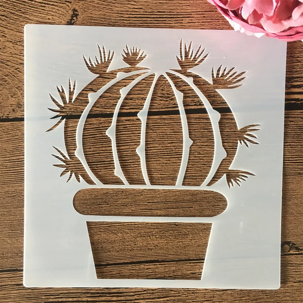 

8Pcs/Set 15cm Cactus Succulent Plants DIY Layering Stencils Wall Painting Scrapbook Coloring Embossing Album Decorative Template