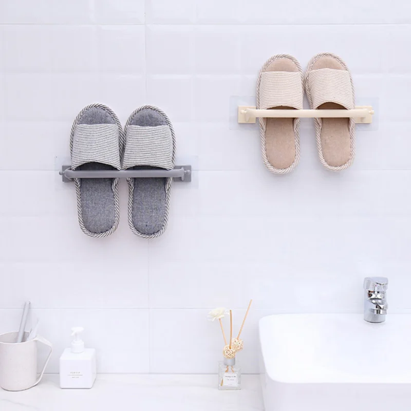 

Multi Functional Shoes Hanger Bathroom Storage Single Bar Towel Rack Punch-free Towel Hanger For Home Storage Tool #