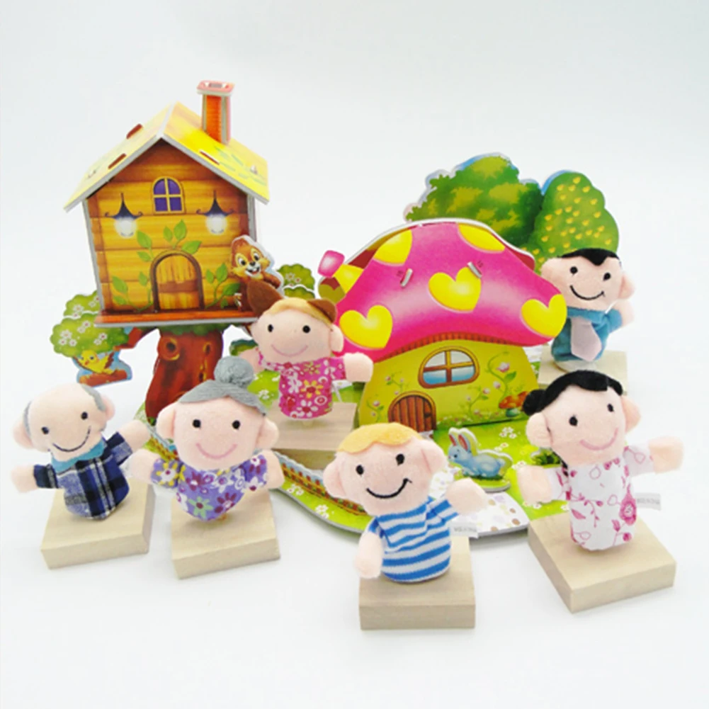 6Pcs/Lot Lovely Plush Finger Puppets Family Cloth Doll Baby Educational Hand Cartoon Toys | Игрушки и хобби