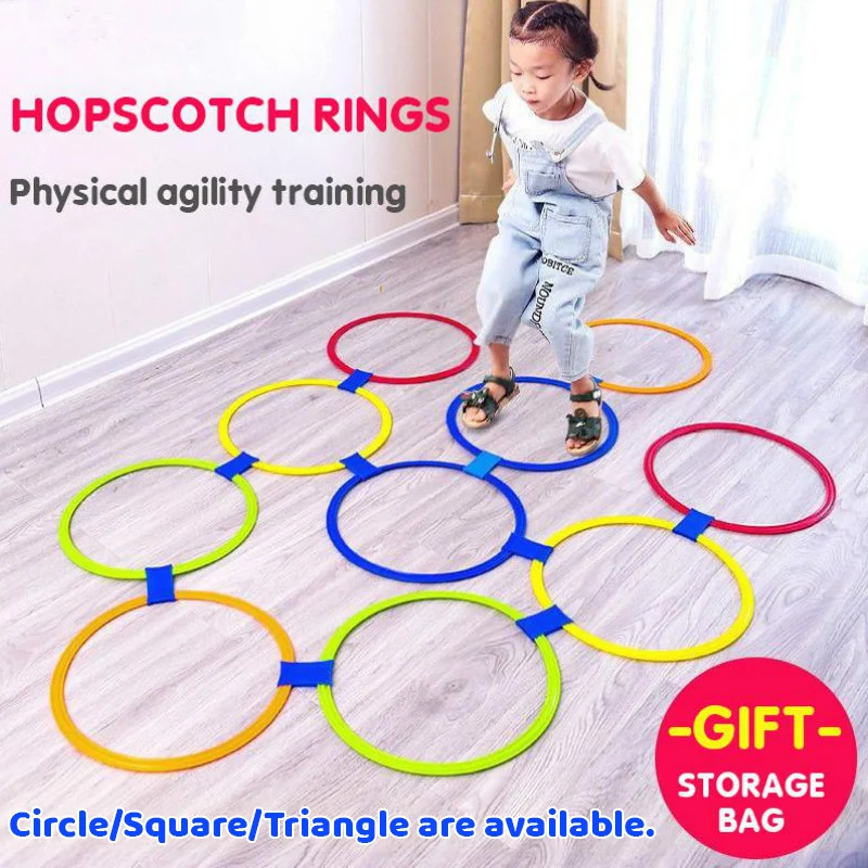 Children Brain Games Hopscotch Jump Circle Rings Set Kids Sensory Play Indoor Outdoor For Training Sports And Entertainment Toy