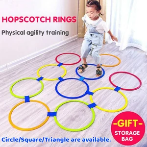 children brain games hopscotch jump circle rings set kids sensory play indoor outdoor for training sports and entertainment toy free global shipping