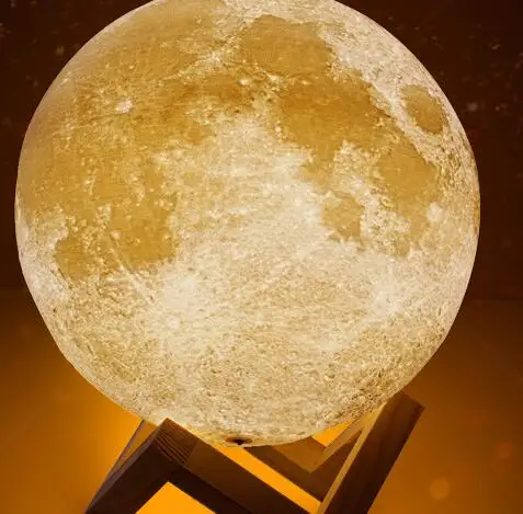 

8CM 10CM 15CM Rechargeable 3D Print Moon Lamp 2 Color Change Touch Switch Bedroom Bookcase Night Light Home Decor Creative Gift
