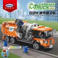 high tech city sanitation garbage truck model bricks moc urban clearing vehicle building blocks educational toys for kids gifts