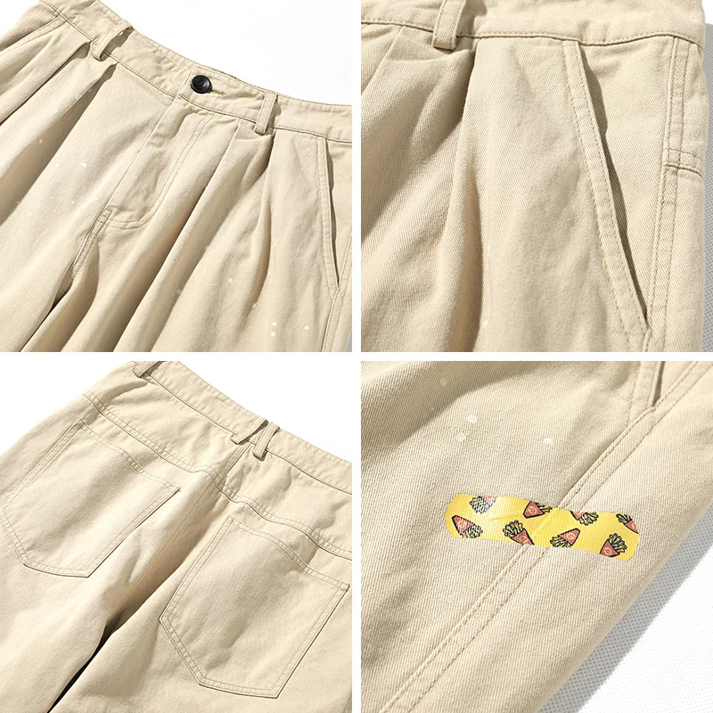 Мужские повседневные Стрейчевые штаны цвета хаки брюки для художника винтажная