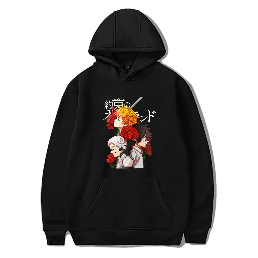 Funny the Promised Neverland Hoodies Men Kawaii Fashion Harajuku Winter Warm Streetwear Graphic Sweatshirts Male