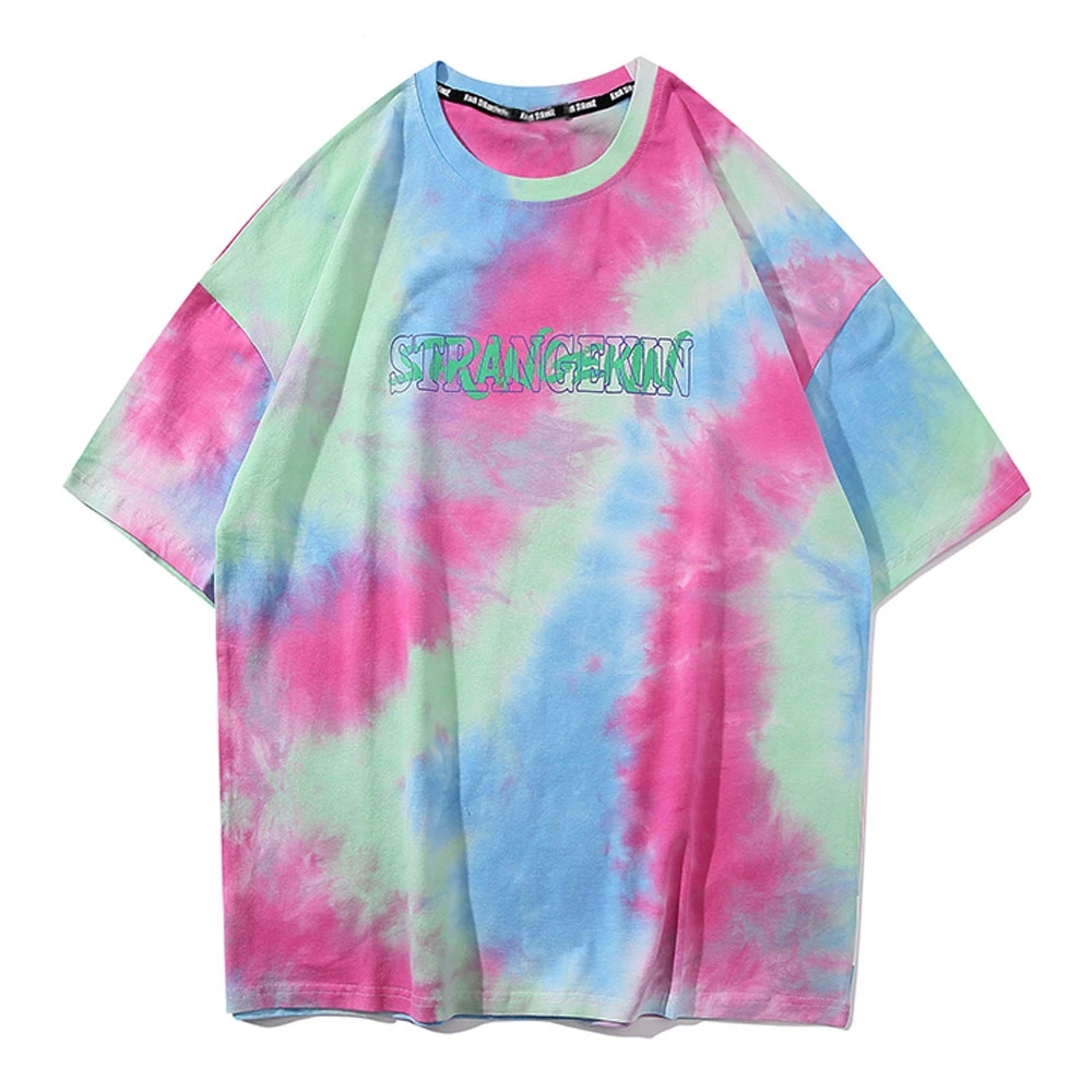 

Fashion Tie Dye Tees Shirts Unisex Streetwear Hip Hop Graffiti Print Short Sleeve Tshirts Mens Harajuku Hipster Casual Tops Male