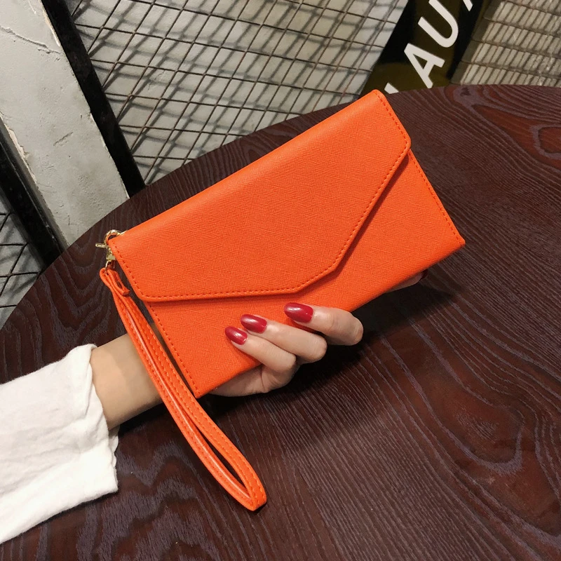 

Fashion Women Wallets Envelope High Capacity Hasp Coin Purses Female Female Solid Color Pu Leather Card Holder Clutch Phone Bag