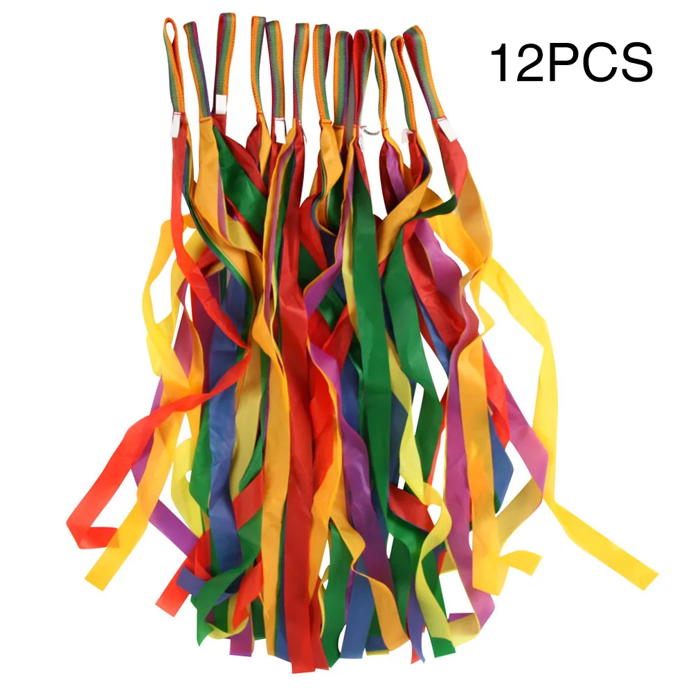 12pcs Colorful Dance Hand Held Wedding Decoration Gift Gymnastics Party Rainbow Ribbon Toys Wrapping DIY Children Kids | Дом и сад