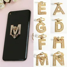 Universal Smartphone A-Z Letter Stand 360 Rotation Multi-function Cell Phone Bracket Alphabet Luxury Diamond Finger Ring Holder
