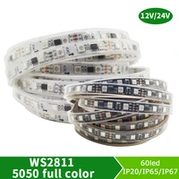 fldjl 5m ws2811 rgb led waterproof light with dc12v dc24 5050 smd addressable 60 led external 1 ic control 3 bright ordinary