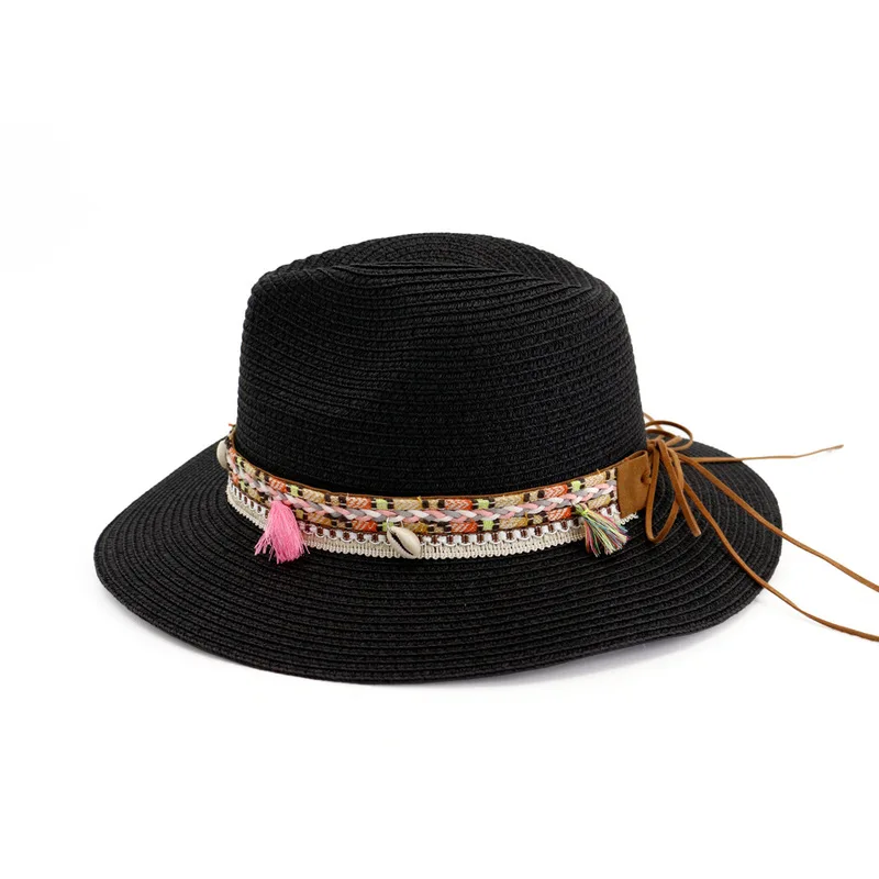

sun hats summer spring women big brim solid with belt straw hat casual fascinator outdoor beach foldable handmade women hats new
