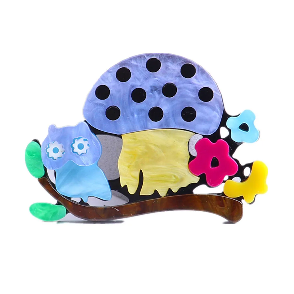 

Fashion Lovely Acrylic Snail With Mushroom Brooch Pins For Women Cartoon New Design Brooch Badge Lapel Pins Party Jewelry Gifts