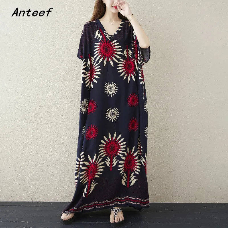 

Женское атласное винтажное платье с коротким рукавом, повседневное Свободное длинное пляжное платье макси, элегантная одежда 2022