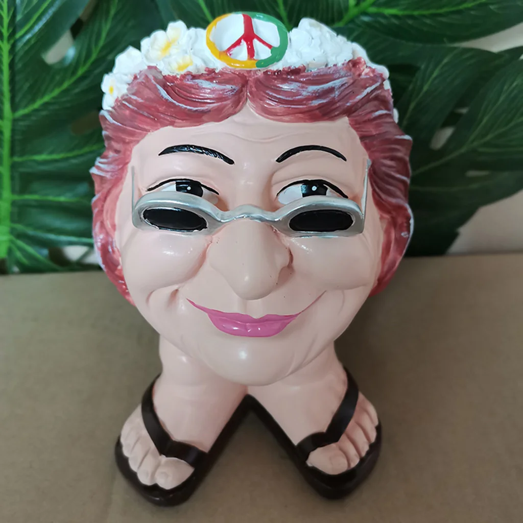 Забавный горшок для растений с изображением лица 3D Головка статуя настольные