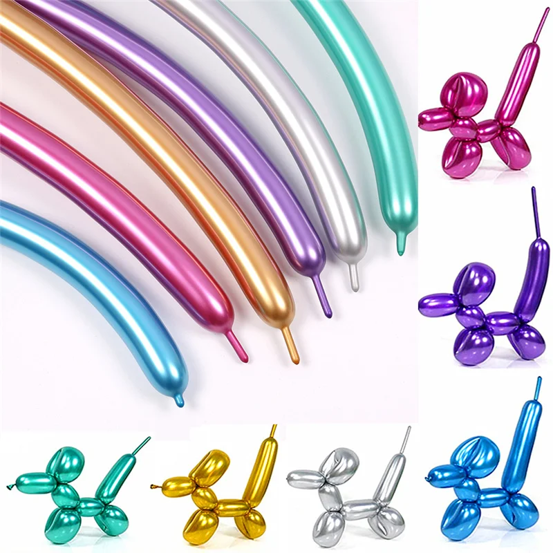 

50pcs Metallic Long Balloons DIY Strip Long Shape Balloon Tying Twist Modeling Balloon for Birthday Wedding Christmas Party