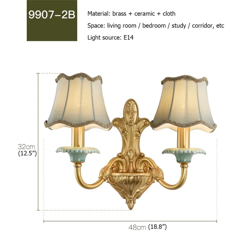 

BROTHER Copper WallLampSconce Modern Luxury Design Ceramic Light Indoor For Home Bedroom Corridor