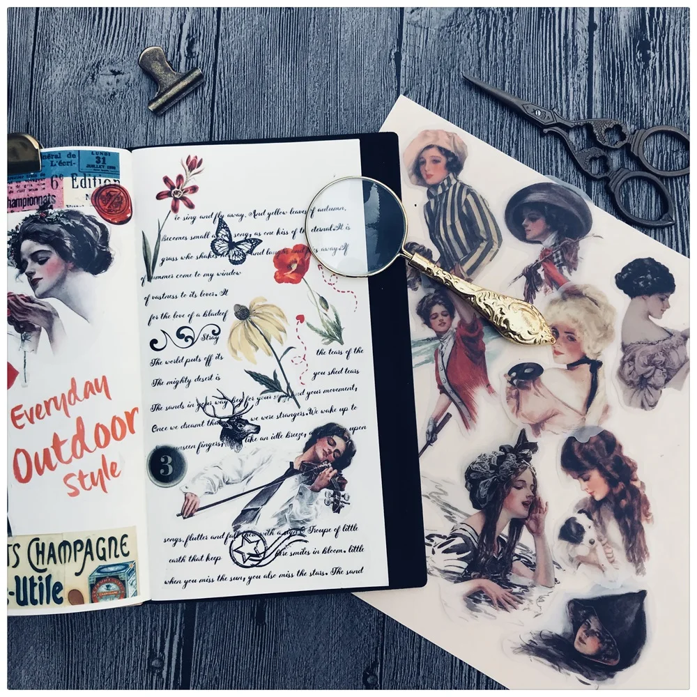 30 шт./компл. винтажная девушка леди вельм бумажная наклейка для творчества