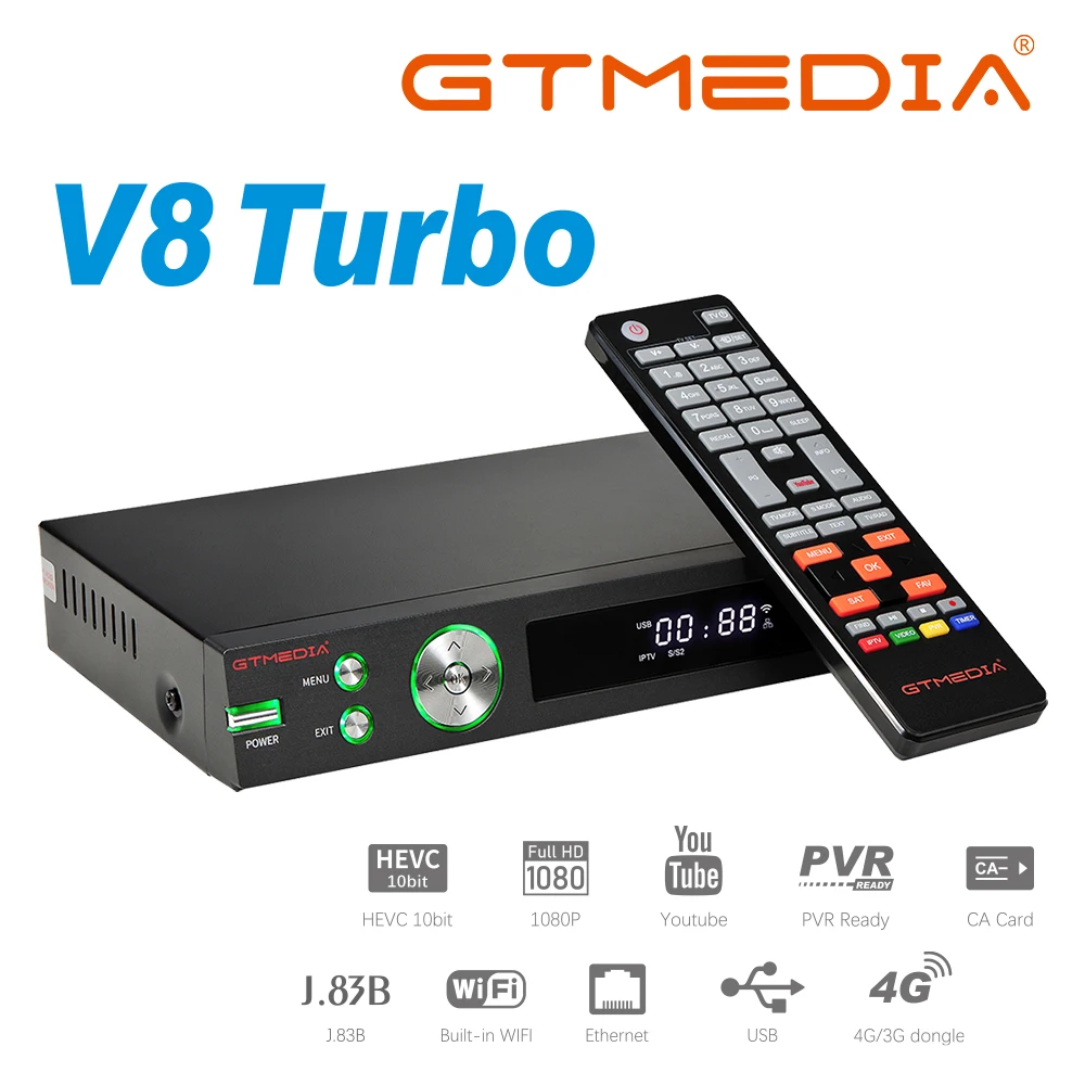 Новейший спутниковый ресивер GTMEDIA V8 Turbo DVB-S2/S2X/T2 WIFI H.265 поддержка caam 1080P M3U CA слот для