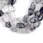 Естественный неправильной формы Черный Рутиловый Кварцевый Камень Бисер произвольной формы Сыпучие бусы из драгоценных камней для самостоятельного изготовления ювелирных изделий браслет 8-10 мм