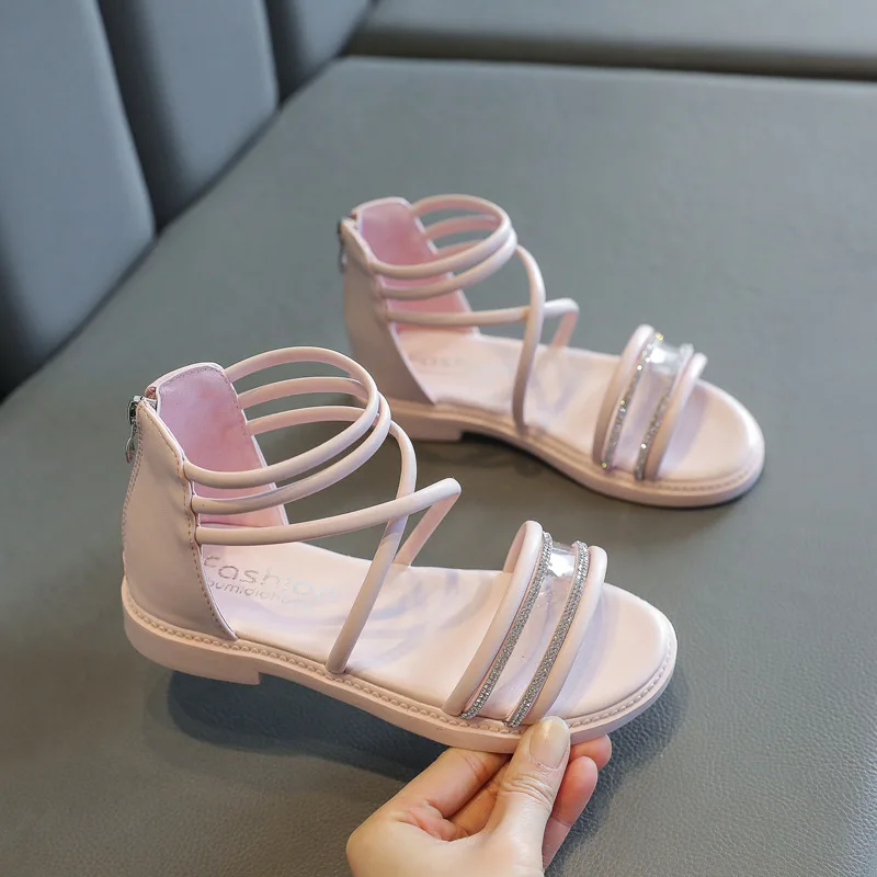 

Girls Roman Sandals 2021 Summer New Children's Fashion Soft Bottom Princess Non-slip Little Girl Children's Rhinestone Sandals