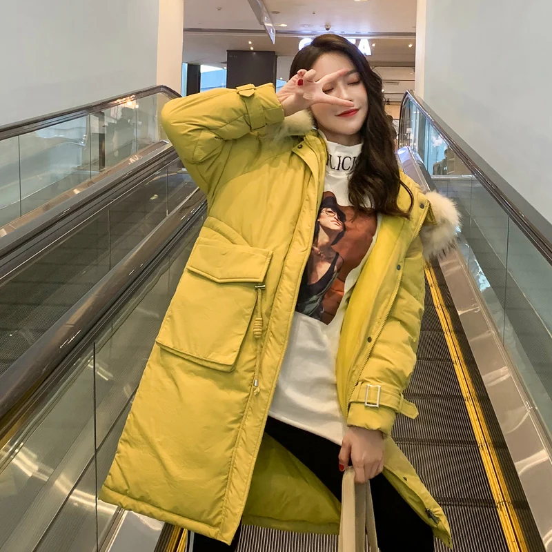 30 градусов зимняя Для женщин Длинные парки куртки размера плюс M 5XL толстый