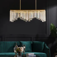 modern led postmodern copper crystal luster art deco square golden chandeliers %e2%80%8blighting led light restauran