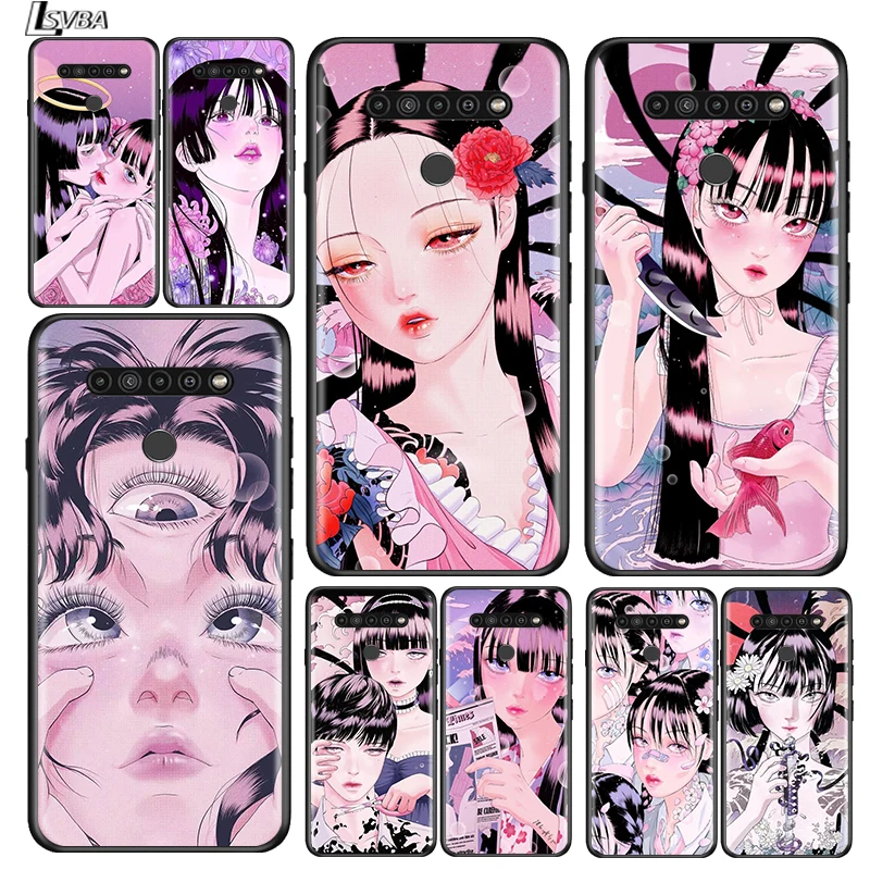 

Shintaro kago Horror cartoons for LG G8 G8S G8X V30 V35 V40 V50 V60 ThinQ Q60 K40 K50 K51 K61 K71 K92 K62 Soft Black Phone Case