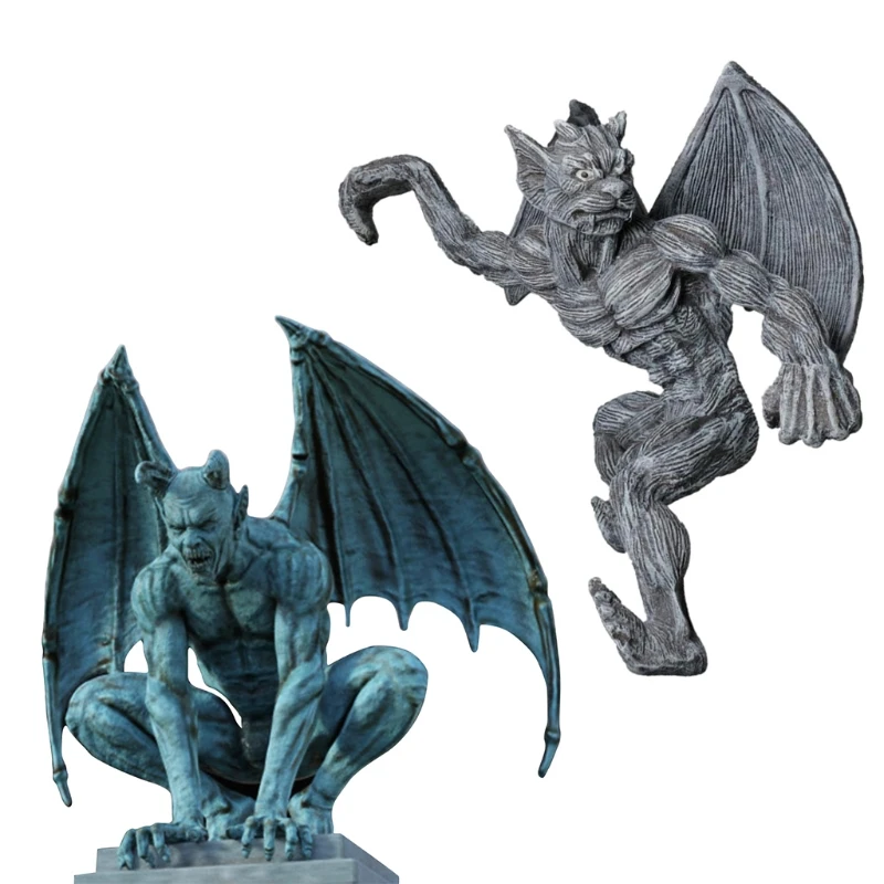 

Winged Gargoyle Statue Resin Ghost Hanging Figurines Decoration for Garden Front Porch Yard Fence Ornaments Ghost Statue