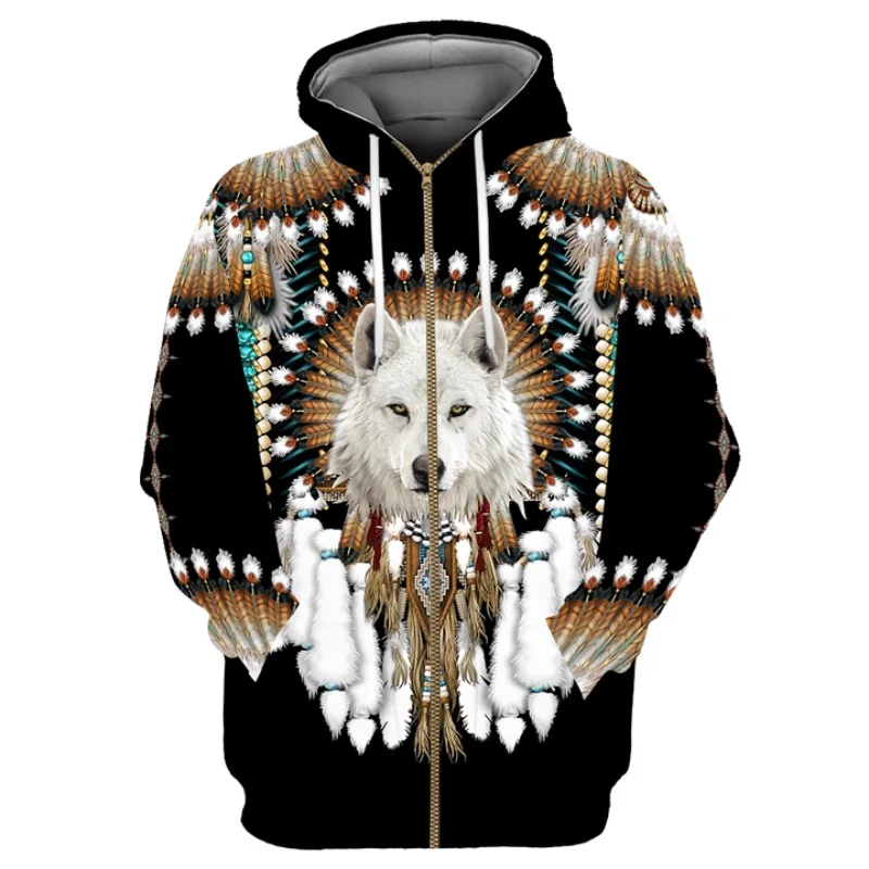 

Native indian wolf 3d printed hoodies harajuku fashion hooded sweatshirt autumn unisex casual hoodie sudadera hombre AS-33