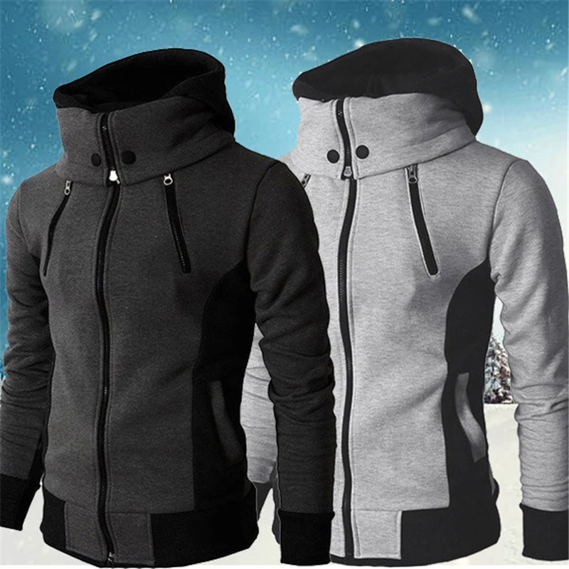 

2021 Autumn Winter Hot Men's Jacket Slim Fit Hooded Zipper Jackets Male Solid Cotton Thick Warm Hoodies Coat Men Clothing Tops