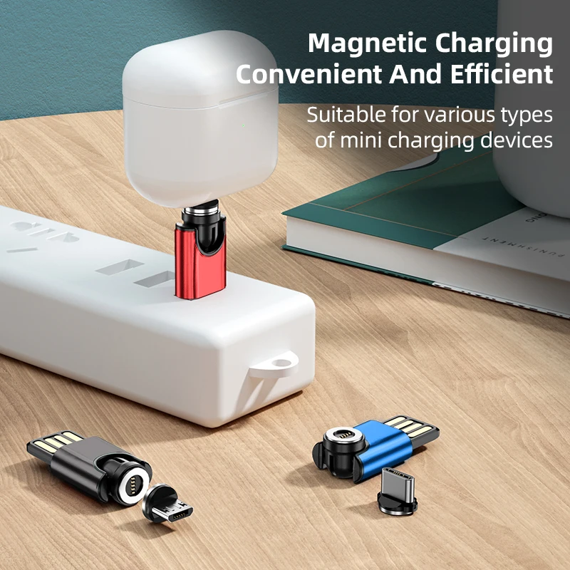 AUFU Magnetic Charger Quick Charge Data Transfer Mobile Phone Charging Micro Type C Usb Charger for iPhone Devices 540 Rotate
