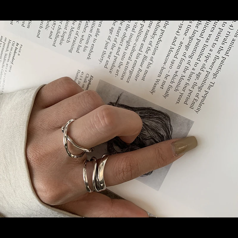 

New 925 Silver Cross-wound X shape Ring Multilayer Irregular Retro Simple Adjustable Rings For Women Girls Fashion Jewelry Gift