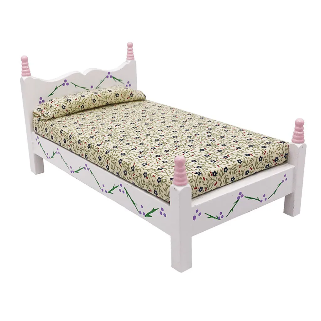 Милый кукольный домик аксессуар 1:12 мини набор для кровати миниатюрная гостиная