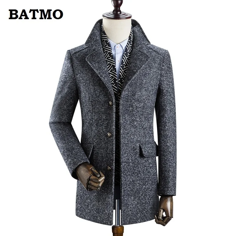 

2021batmo New Men's Thick Wool Jacket, Grey Casual Wool Jacket for Men, Jackets