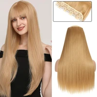 yingrun synthetic 23 inch 5 clips in hair extension long straight hairpiece haistyle high temperature fibert golden brown black