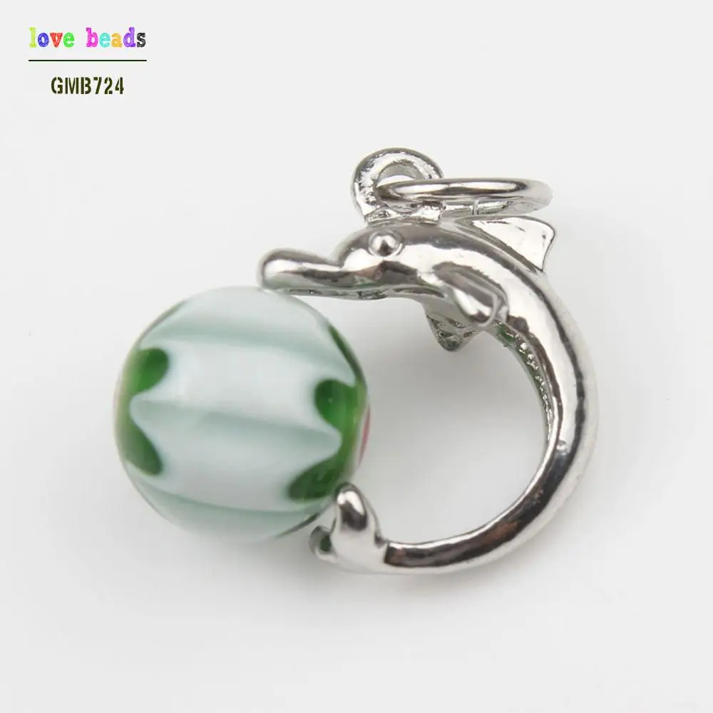 3 шт. 10 мм живой цветок цвет подвеска с изображением дельфина каменный шар бусины