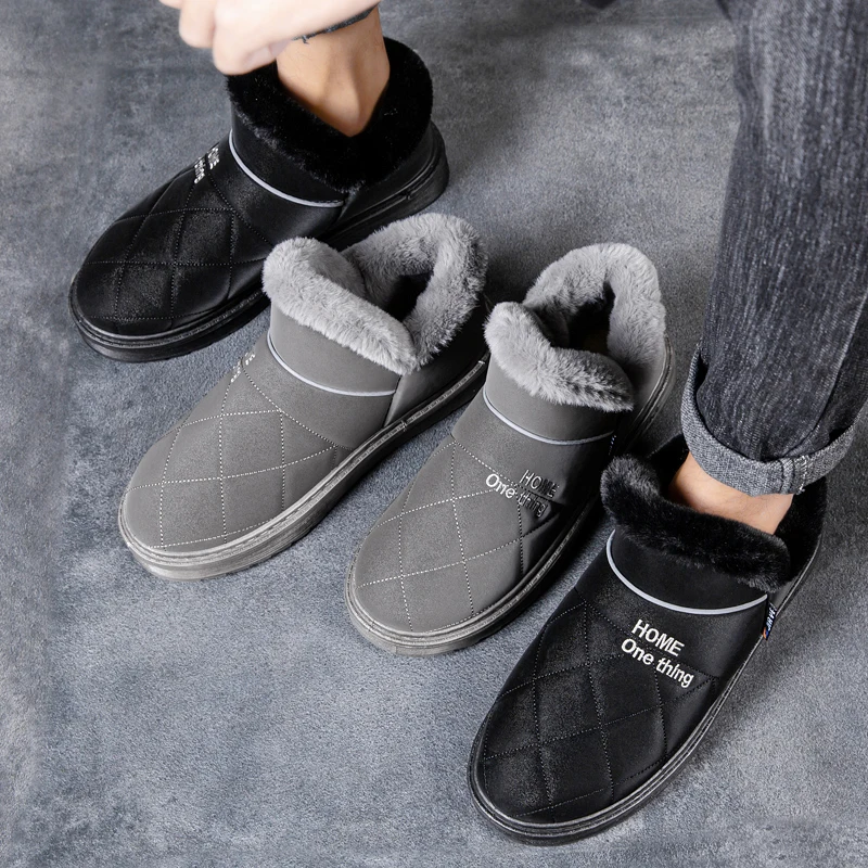 Hot Selling Men's Winter Fashion Cold-Proof Plus Velvet Snow Boots Couple Outdoor Leisure Warm Cotton Shoes 39-44 Size