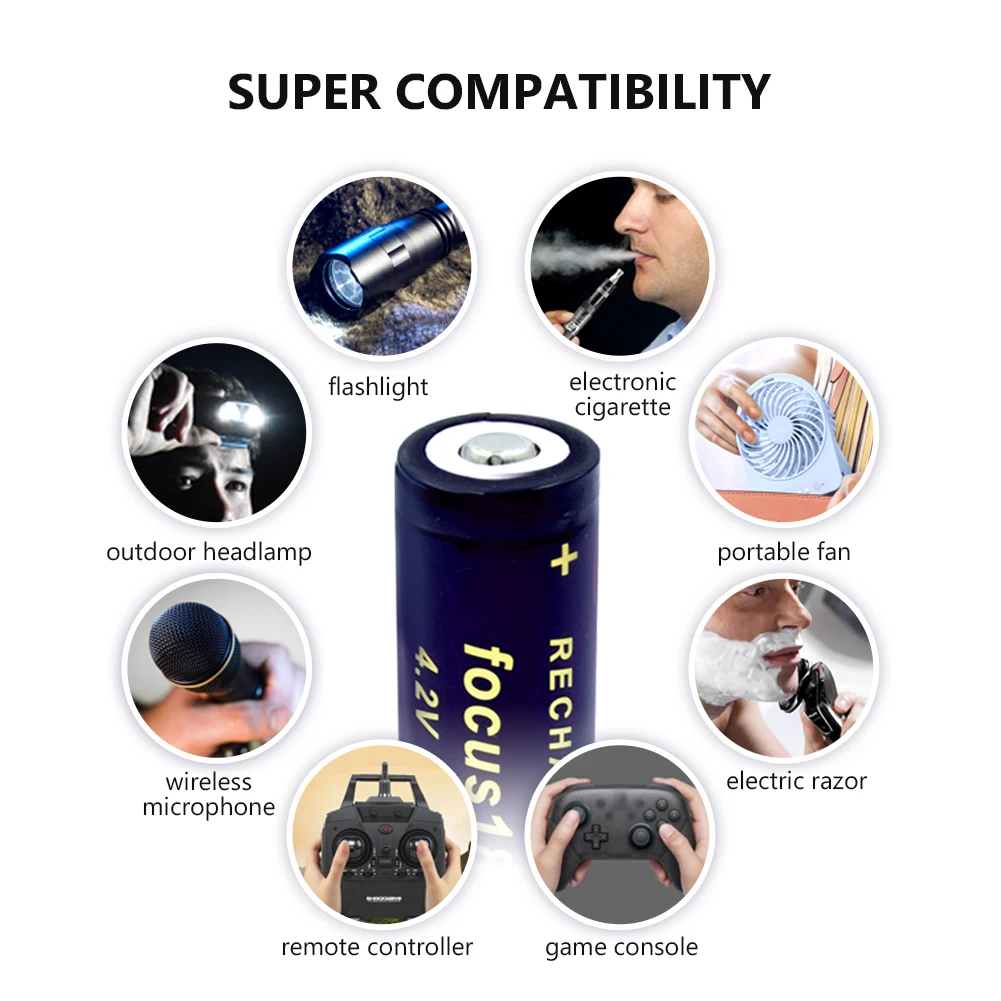 

4Pcs 18650 Battery 4.2V 10000mAh High Capacity Battery Li-ion Rechargeable Lithium Cells Replacement For Car Toys LED Flashlight