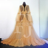 2022 real image burlesque dressing gown a line long soft tulle maternity dresses bridal robes open front sash prom party dress