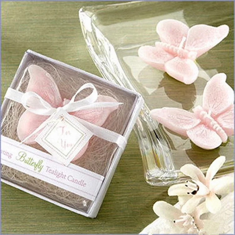 

10pcs Elegant Pink Butterfly Candle with Box for Wedding X'mas Home Decor Gift Wedding Favors and Gifts