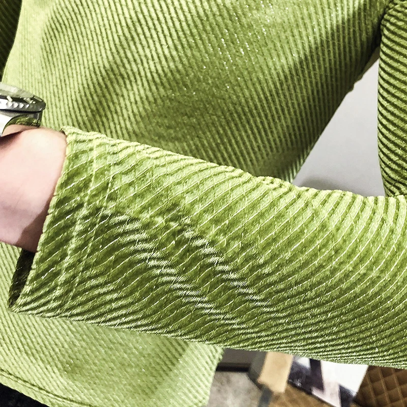 

2020 Autumn Velvet Men T-shirt Long Sleeve Half Turtleneck T-shirt Casual Slim Fit Solid Colors Tees Streetwear Social Clothing