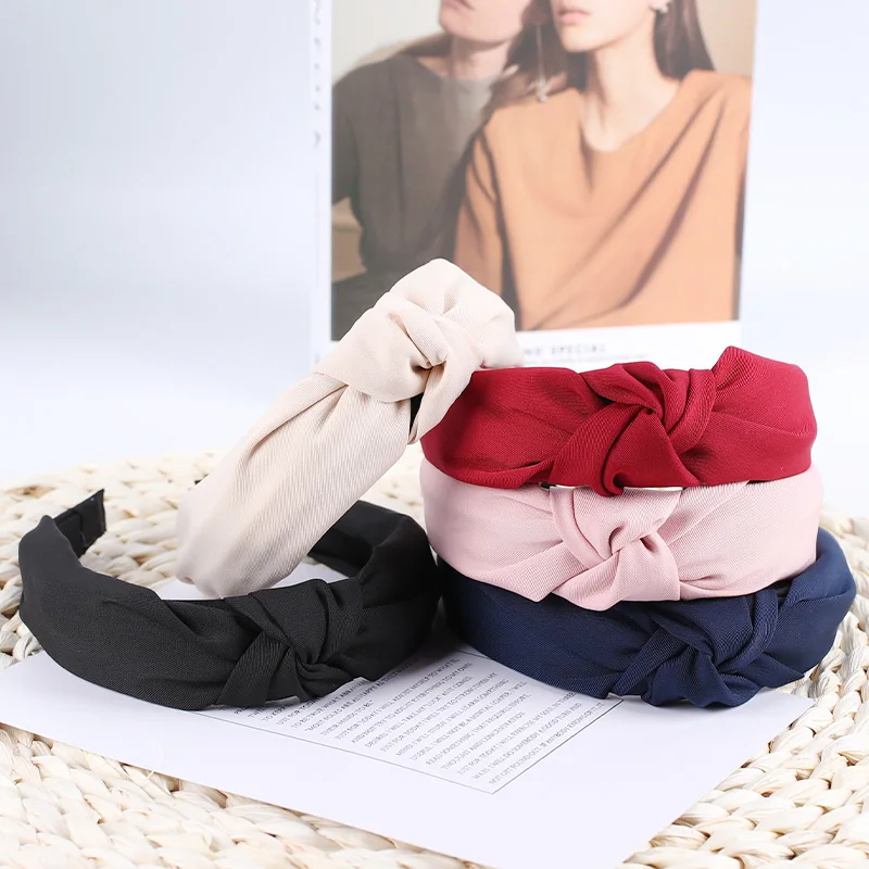 Модные Женские однотонные повязки для волос Xugar с узлом простые тканевые на