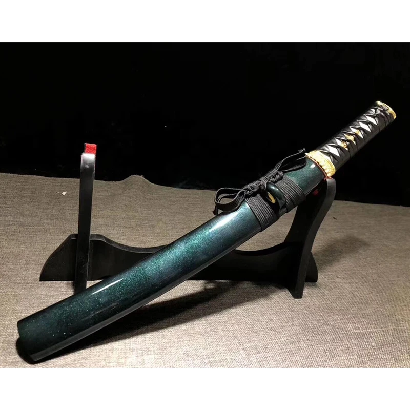 Handmade T10 Steel under the Solid to Burn Blade Japanese sword katana short Bending of knife Very sharp samara wakizashi