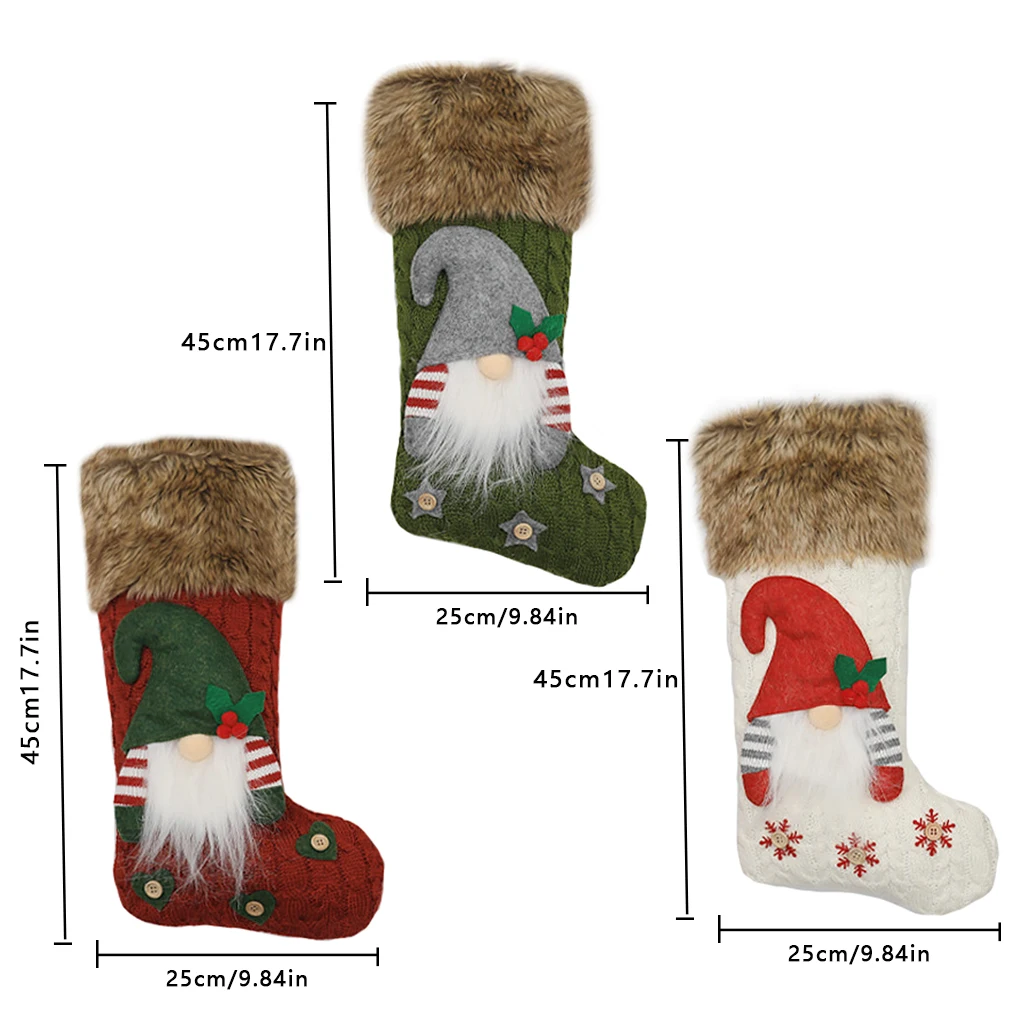 

Christmas Stocking Knitted Socks Santa Claus Candy Bag Ornament Decoration santa bags christmas ornaments stocking stuffers