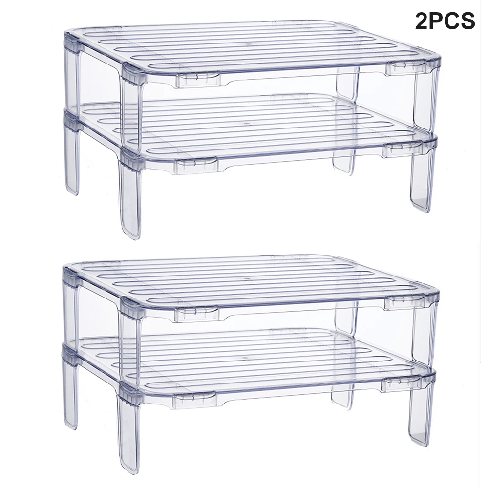 2pcs Pantry Shelves Cupboard Organiser Non-Slip Freestanding Space Saving Food For Kitchen Stackable Portable DIY Storage Holder | Дом и сад