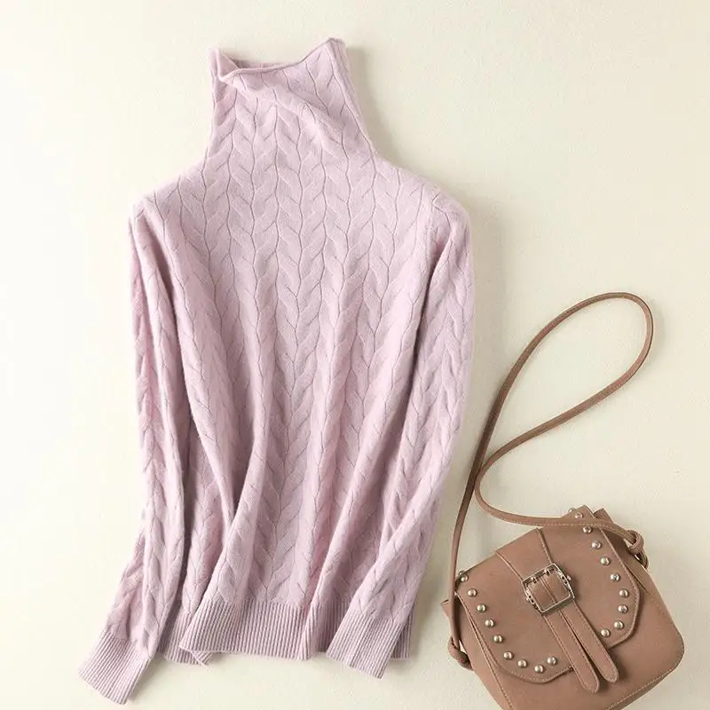 light purple Women New Fashion Soft Sweaters and Pullover Wool Knitting Jumpers Ladies 8Colors Turtleneck Clothes - Цвет: light purple