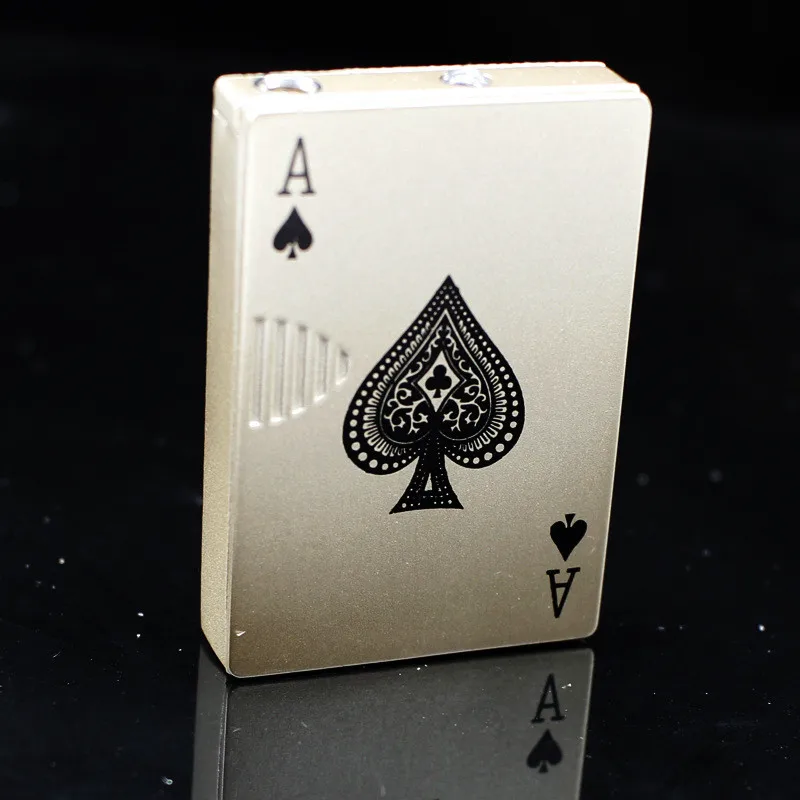 Creative Jet Torch Turbo Lighter Counterfeit Light Playing Cards Butane Windproof Metal Funny Toys For Men | Дом и сад