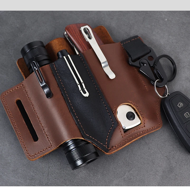 

Cowhide Wearable Waist Pack Travel Tool Storage Bags With Belt Camping Outdoor Tool Storage Portable Waist Bag Edc Tool Holster