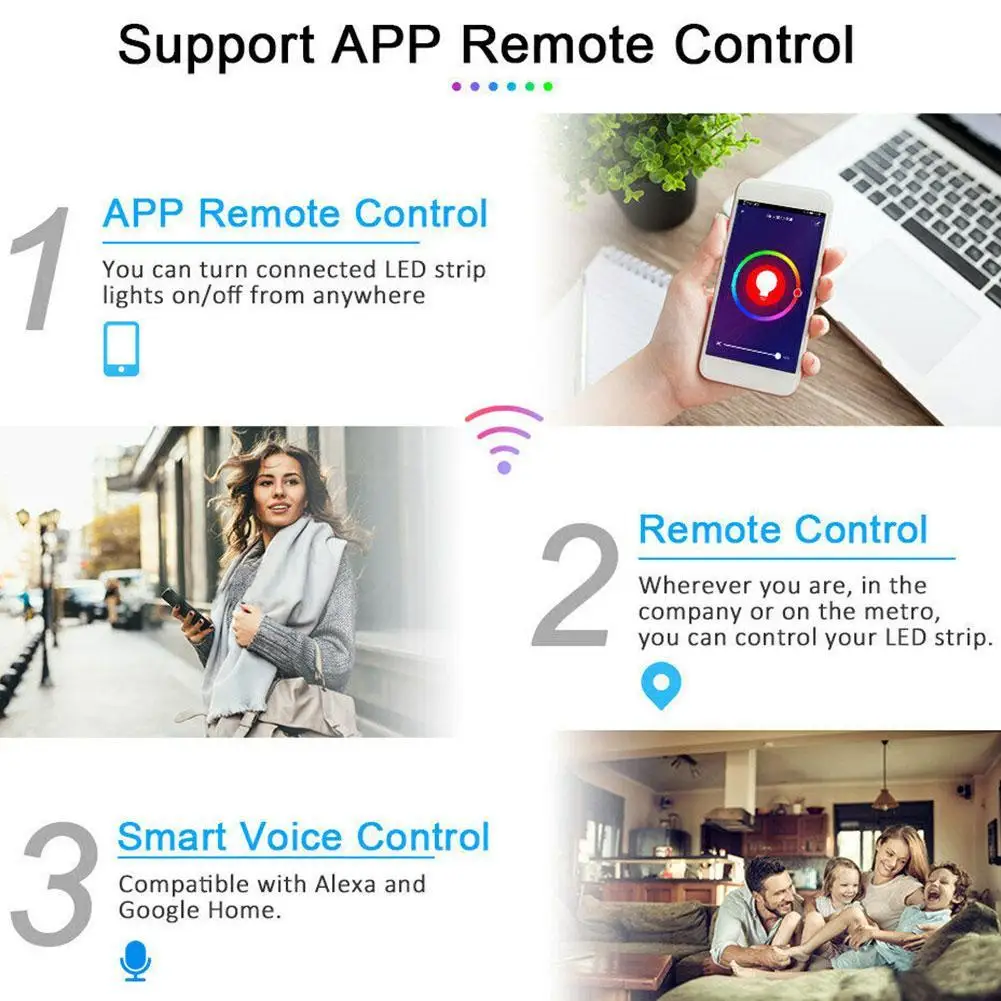

LED WiFi Remote Controller Works For Alexa echo/Google Voice LED Change/Dimmer Strip Lights Control RGB For 5050/3528 Home U3O6